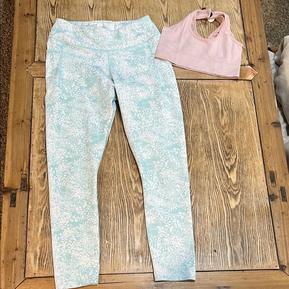 Avia Light Blue Patterned Leggings with sports bra box 5 - Picture 2 of 6